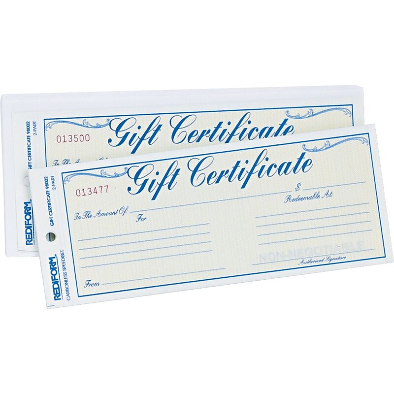 Gift Certificate W/Envelopes, Crbnls, 3-2/3"x8-1/2", BE/GD image 1