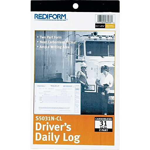 Rediform® Carbonless Driver's Daily Log Forms, 51/2" x 83/4", 2 Part