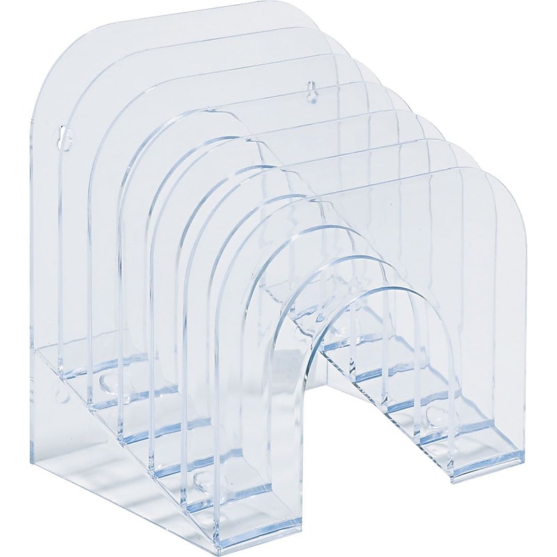 Rubbermaid Optimizers™ Jumbo Incline Sorter, 6 Compartments, Clear, 7 3/8"H x 9 3/8"W x 10 1/2"D image 1