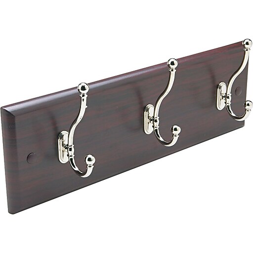 Safco Mahogany Finish 3 Hook Wall Rack at Staples