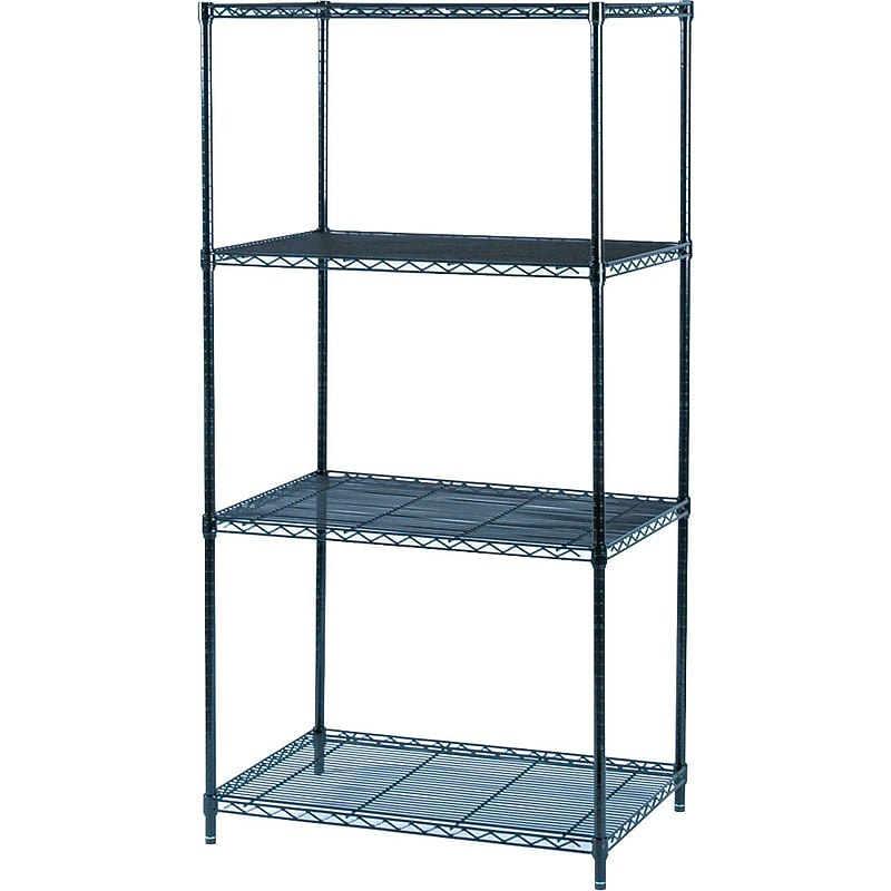 Safco Industrial 4-Shelf Wire Stand Alone, 36", Black (5288BL) image 1