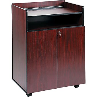 Safco Executive 2-Shelf Wood Mobile Presentation Cart with Lockable Wheels, Mahogany (8919MH)