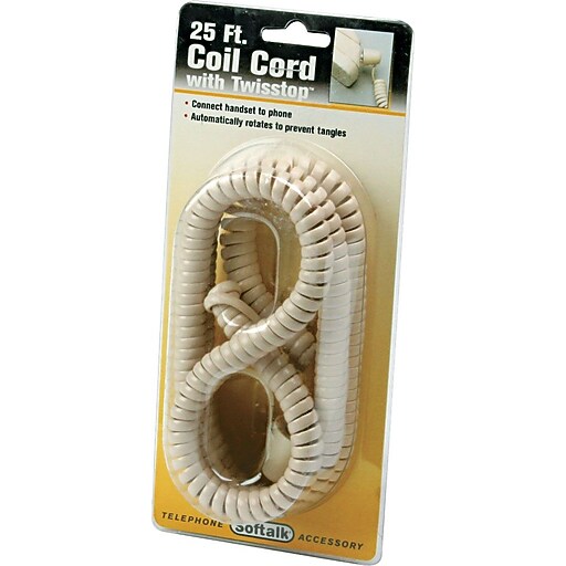 Softalk® 03205 Tangle Free Telephone Twisstop Cord, 25'(L) at Staples