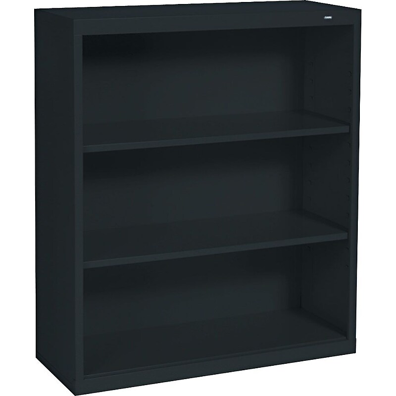 Tennsco Metal 3-Shelf Bookcase, 40" x 34.5" x 13.5", Black (100615) image 1