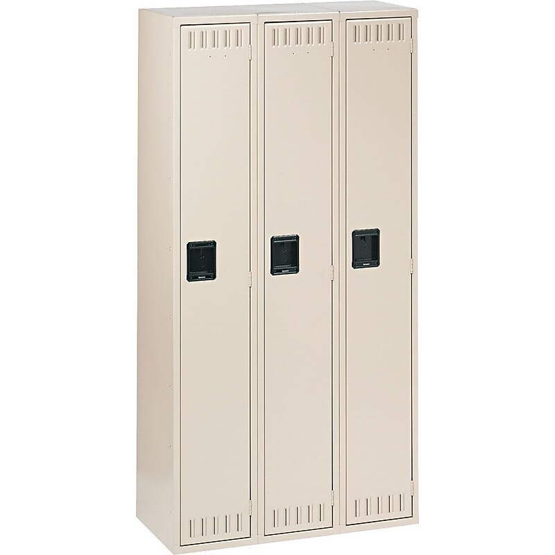 Tennsco Heavy Gauge Steel Single Tier Lockers, 3 Wide, Sand (STS121872CSD) image 1
