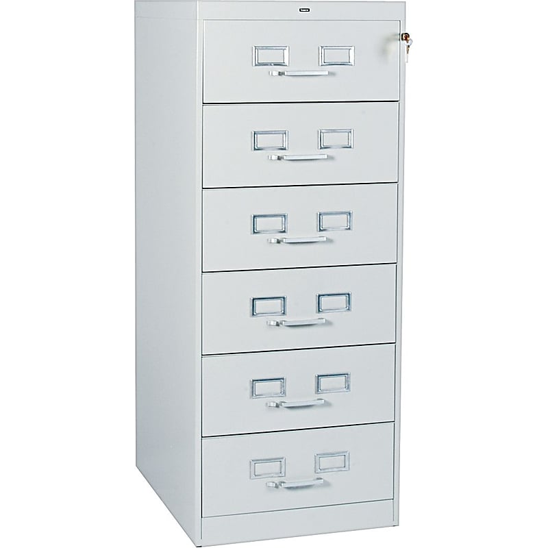 6-Drawer Multimedia Cabinet For 6 x 9 Cards; Light Grey; 32,600 Card Capacity; 52Hx21-1/4Wx28-1/2"D image 1