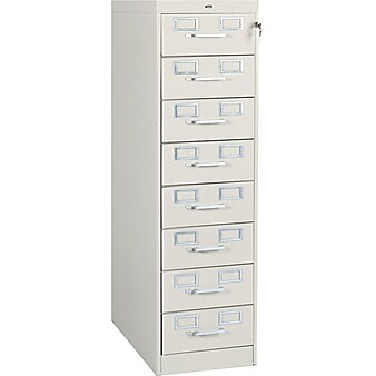 8-Drawer Multimedia Cabinet For 3x5 & 4x6 Cards, Putty, 43,400 Card Capacity, 52Hx15Wx28-1/2"D