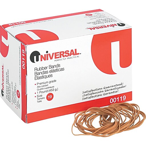 Universal Boxed Rubber Bands, Size 19, 3 1/2" x 1/16", 1 lb. Box at Staples