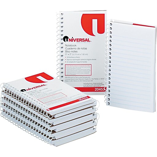 Universal Side Wirebound Memo Books, 5" x 3", Narrow Ruled, 50 Sheets