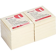 Universal Economical Self-Stick Fan-Folded Note Pads, 3" x 3", Yellow, 100 Sheets/Pad, 12/Pk
