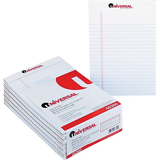 Universal PerforatedStyle Writing Pad, 5" x 8", Narrow Ruled, 50
