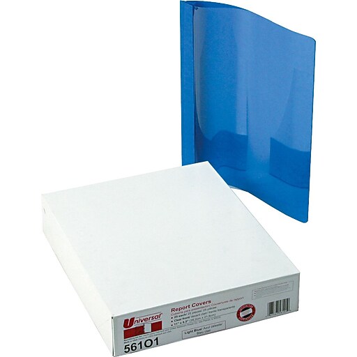 Shop Staples for Universal Clear Front Report Covers with Light Blue Back Cover, 8 1/2" x 11", 25/Bx