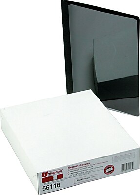 Universal UNV56116EE 1/2 in. Capacity  Tang Clip  Paper Report Cover - Letter Size  Clear/Black (25/Box)
