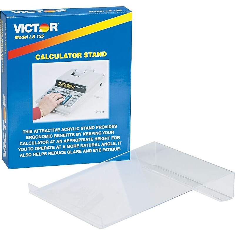 Victor Technology Acrylic Calculator Stand, Large, Clear, 2"H x 9"W x 11"D image 1