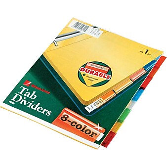 Wilson Jones Insertable Tab Dividers, Multicolor Tabs on Buff Paper, 8 Tab Set