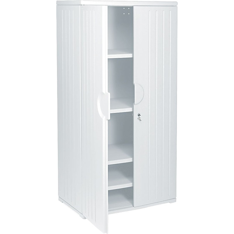 Iceberg Officeworks 72"H Polyethylene Storage Cabinet with 4 Shelves, Platinum (92573) image 1