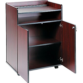Safco Executive 2-Shelf Wood Mobile Presentation Cart with Lockable Wheels, Mahogany (8919MH)