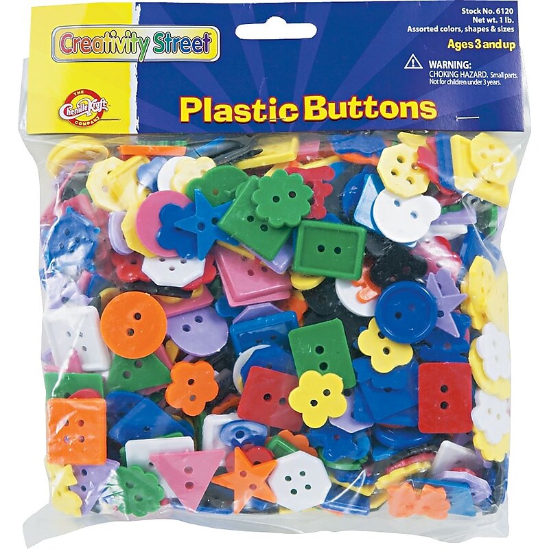 Plastic Buttons, 1 lb., Assorted Shapes & Colors image 1