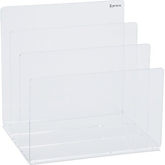 Clear Acrylic, Desk File Sorter, Three 2" Compartments, 8w x 6-1/2d x 7-1/2h,