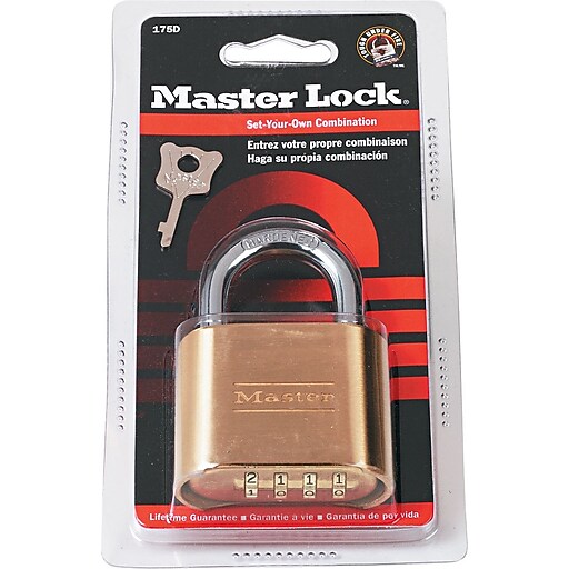 Master Lock® Resettable Combination Padlock, Brass Staples