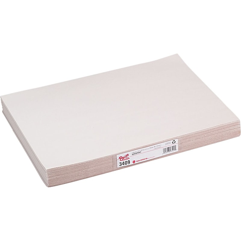 Pacon Newsprint Paper, 18" x 12", White, 500 Sheets/Pack (3409) image 1