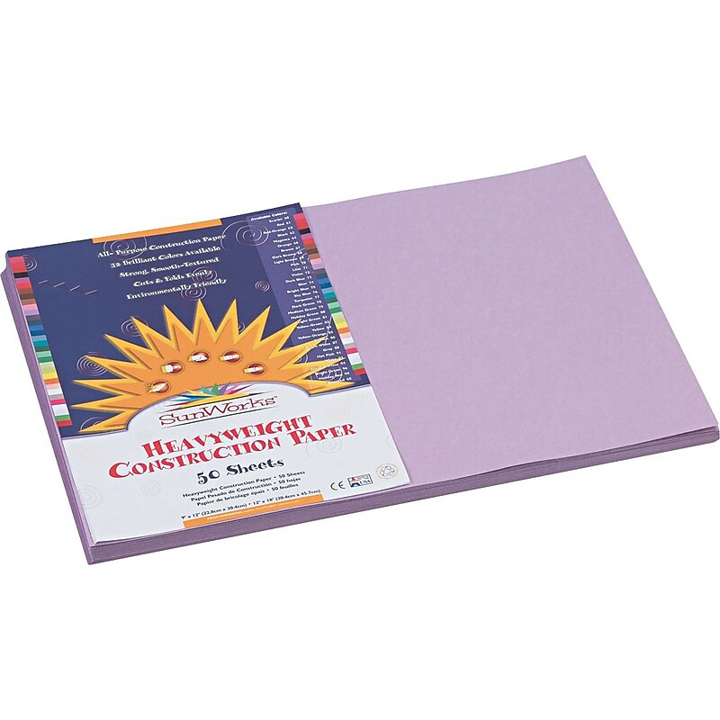 Pacon SunWorks 12" x 18" Construction Paper, Lilac, 50 Sheets/Pack (7107) image 1