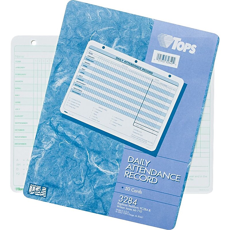 TOPS® Daily Attendance Record, Ruled, 1-Part, White, 11" x 8 1/2", 50/Pk 93284) image 1