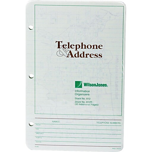 Shop Staples for Wilson Jones 812 Telephone Address Book Refill, 8 1/2