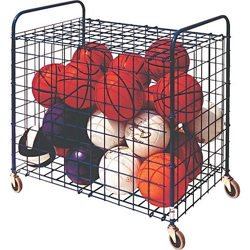 Lockable Ball Storage Cart with Hinged Cover, Holds up to 24 Assorted