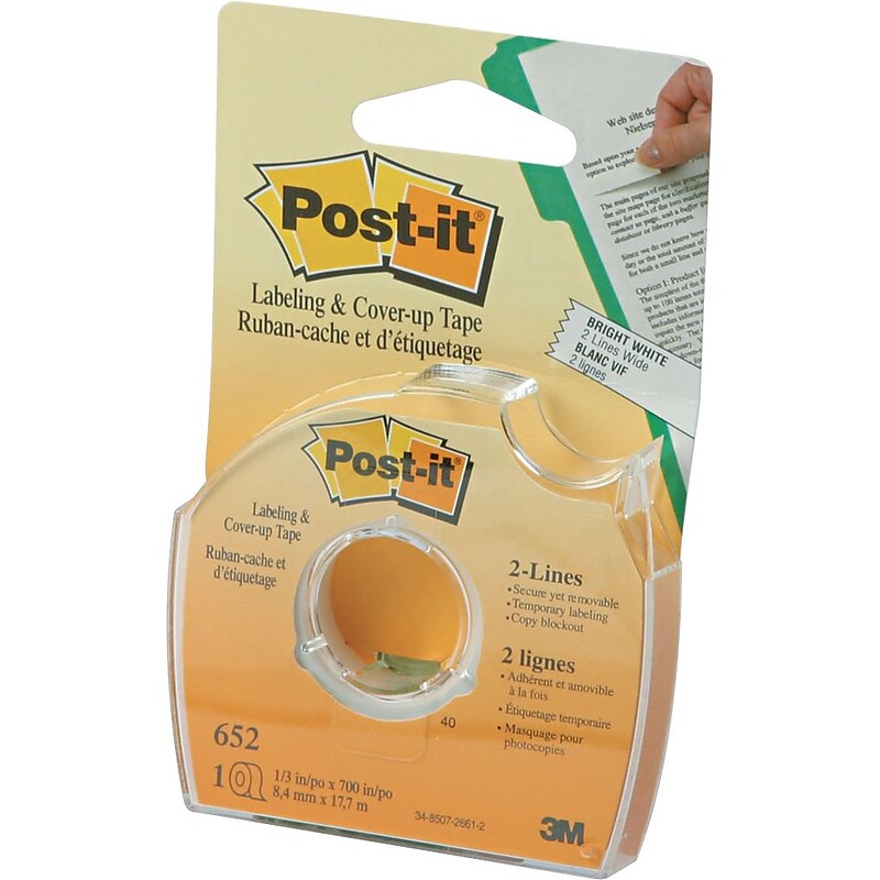 Post-it Labeling and Cover-Up Correction Tape, White, Bulk (652-CASE) image 1