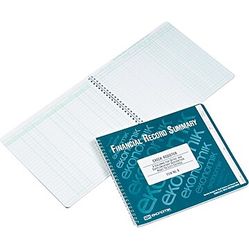 Ekonomik E20 Wirebound Check Register Accounting System 8oz