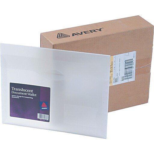 Avery(R) Translucent Document Wallet 72278, 12/Box, Clear Staples