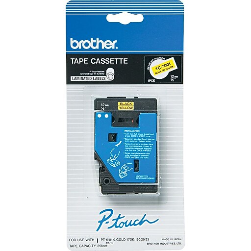 Brother P-touch TC-7001 Laminated Label Maker Tape, 1/2
