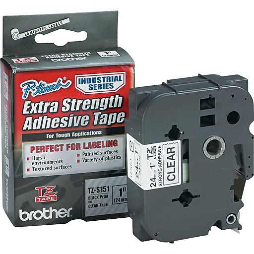 Brother Tz Series TZS151 Label Maker Tape, 1"W, Black on Clear at Staples