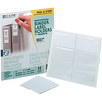 C-Line Self-Adhesive Ring Binder Label Holders, 1 3/4" x 3 1/4" for 2" to 3" Binder Capacity