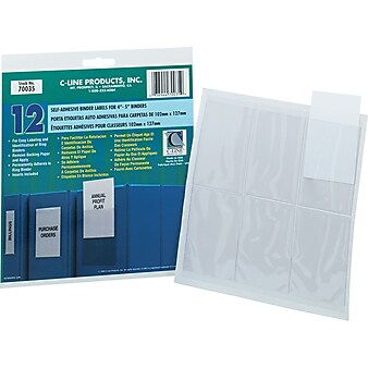 C-Line Self-Adhesive Ring Binder Label Holders, 2 1/4 x 3, 4" to 5" Binder Capacity