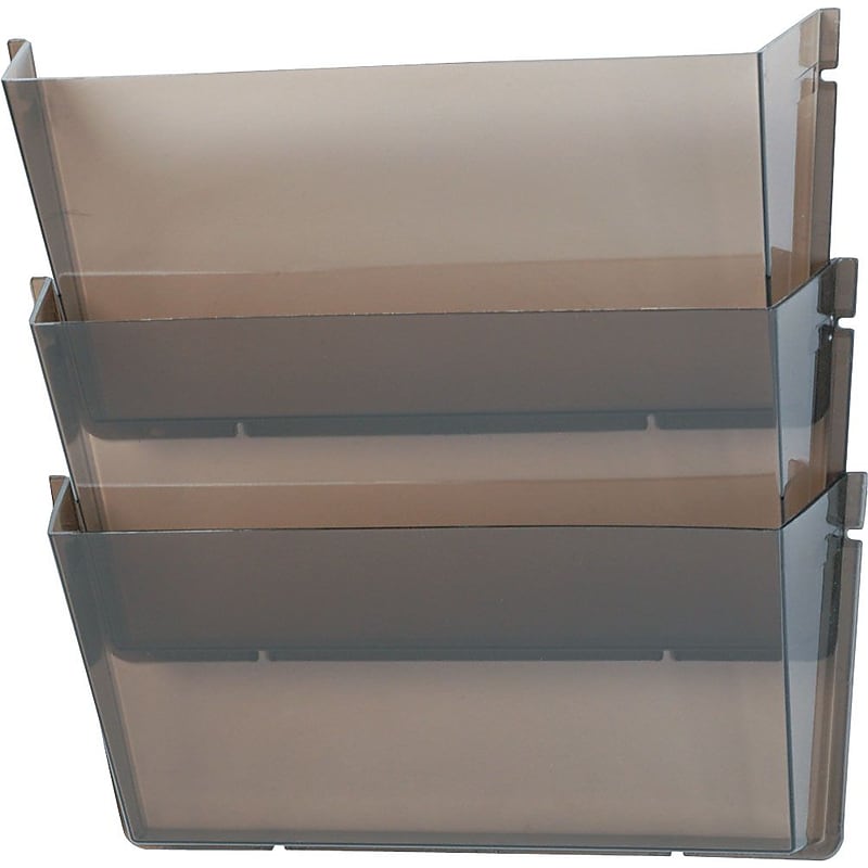 Staples® Unbreakable Wall File Set,  Letter,  Smoke,  6 1/2"H x 14 1/2"W x 3"D,  3 Pockets per Pack image 1