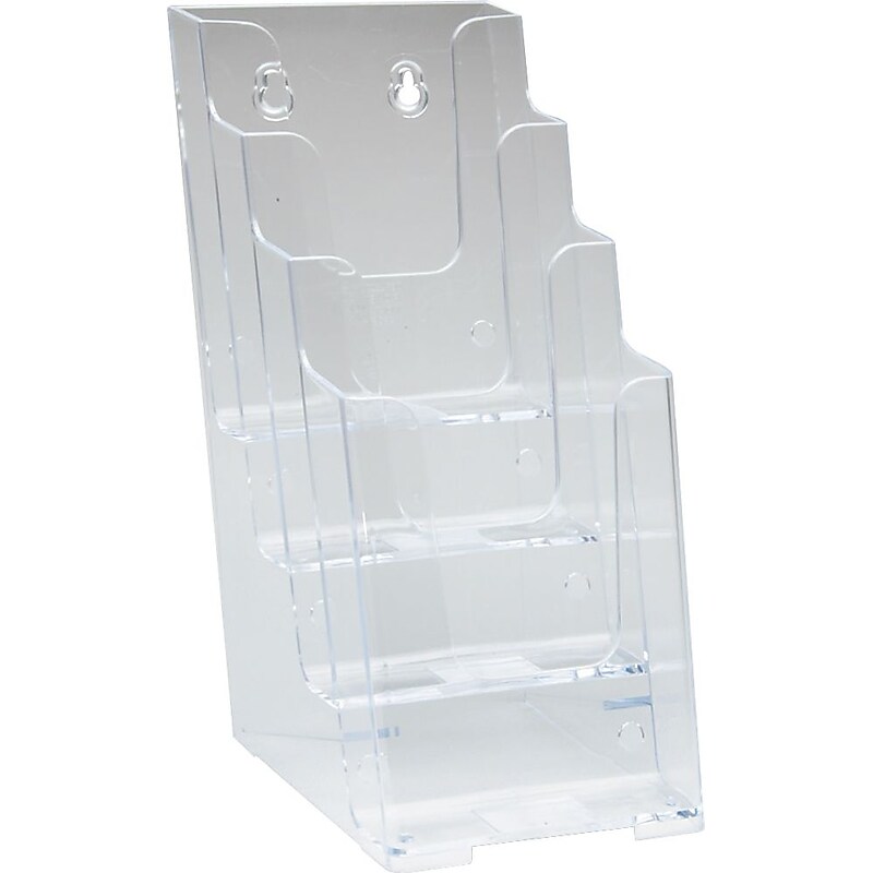Deflect-O Docuholder Brochure Holder, 4.875" x 10", Vertical, Desktop/Wall, Crystal Clear Plastic, 4/Carton (77701) image 1