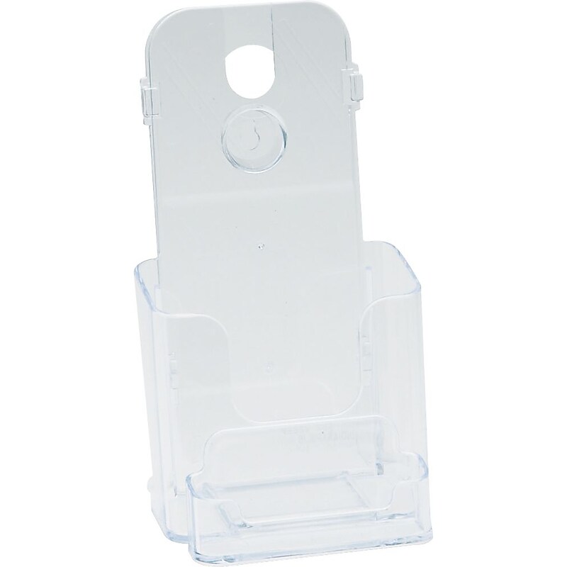 Deflecto Clear Rigid Countertop Leaflet Holder with Business Card Holder, Clear, 7 3/4"H x 4 3/8"W x 4 1/8"D image 1