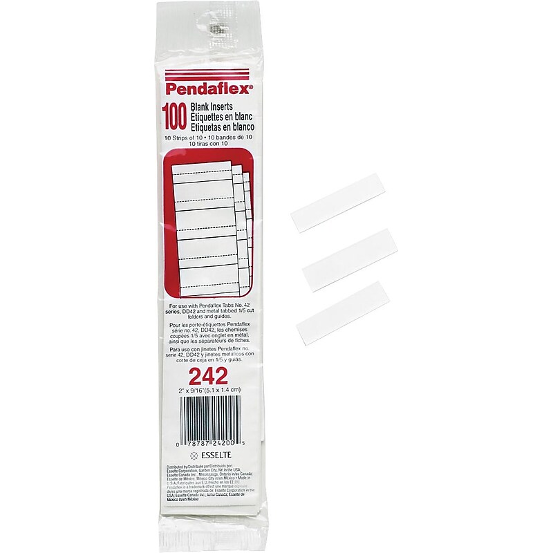 Pendaflex File Folder Inserts, Blank, 1/5 Tab Cut, White, 100/Pack image 1