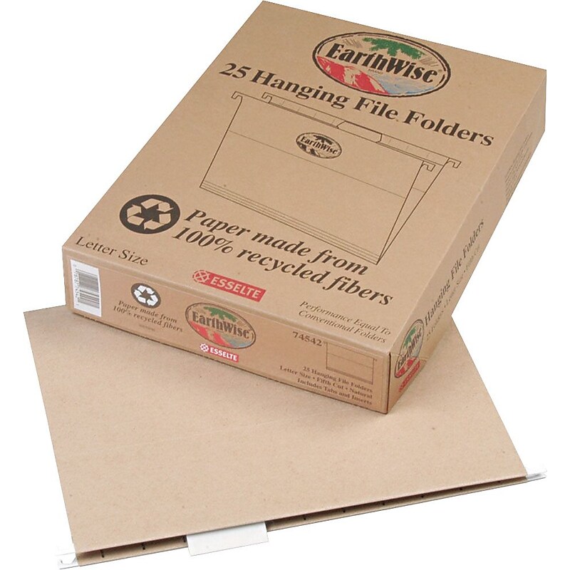 Pendaflex Earthwise Recycled Hanging File Folder, 5-Tab Tab, Letter Size, Natural, 25/Box (PFX 74542) image 1