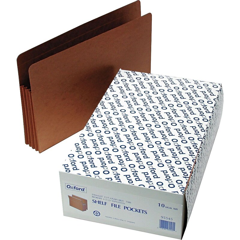 Pendaflex Reinforced File Pocket, 5 1/4" Expansion, Legal Size, Redrope, 10/Box (95545) image 1