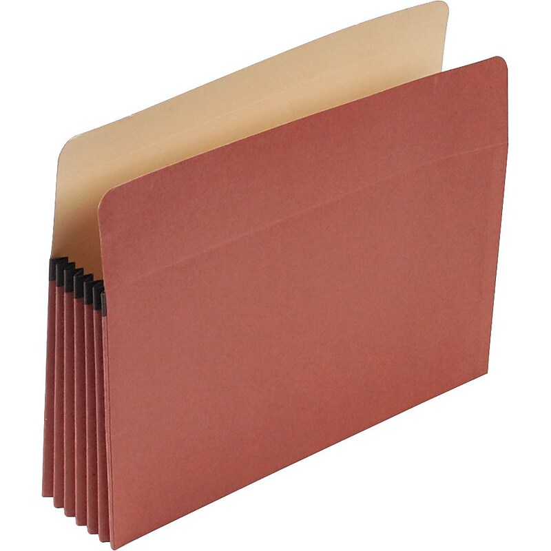Pendaflex 100% Recycled Reinforced File Pocket, 5 1/4" Expansion, Letter Size, Redrope (E1534G) image 1