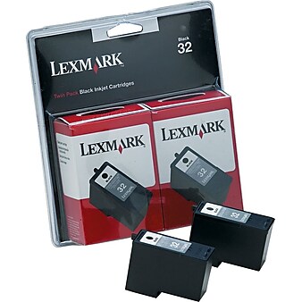 Lexmark 32 Black Standard Yield Ink Cartridge, 2/Pack (18C0533)