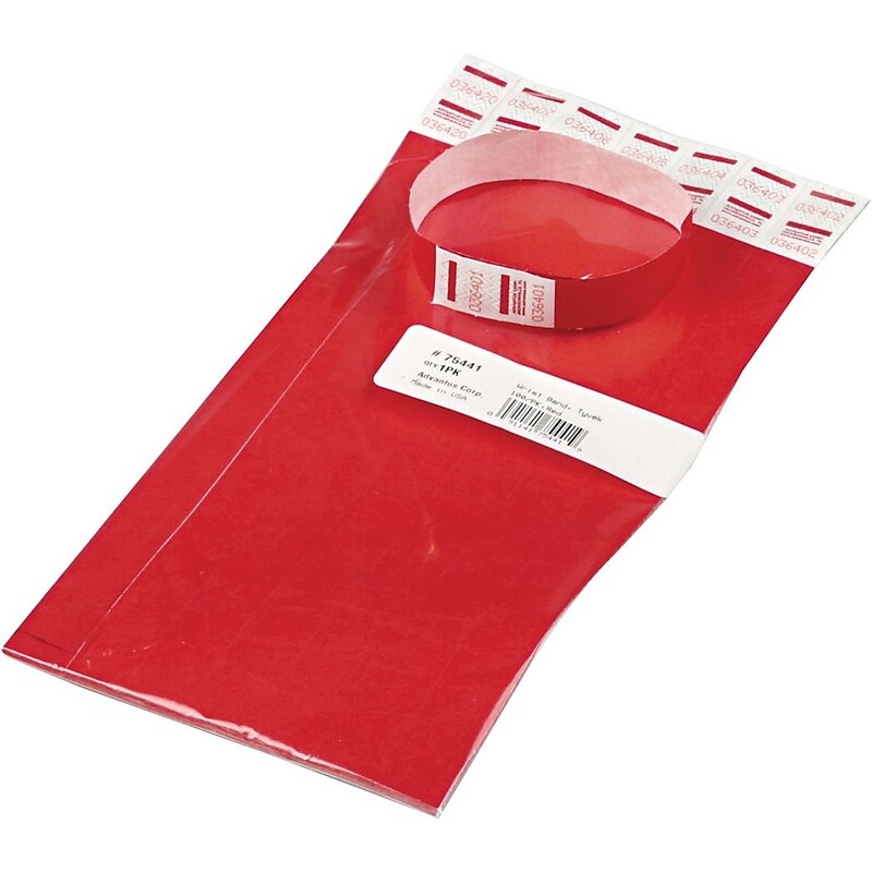 Advantus Sequentially Numbered Crowd Control Wristbands, Red, 100/Pack (AVT75441) image 1