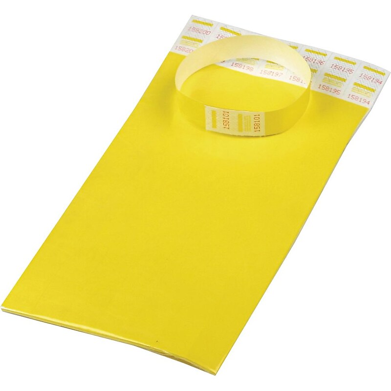 Advantus Sequentially Numbered Crowd Control Wristbands, Yellow, 100/Pack (AVT75444) image 1