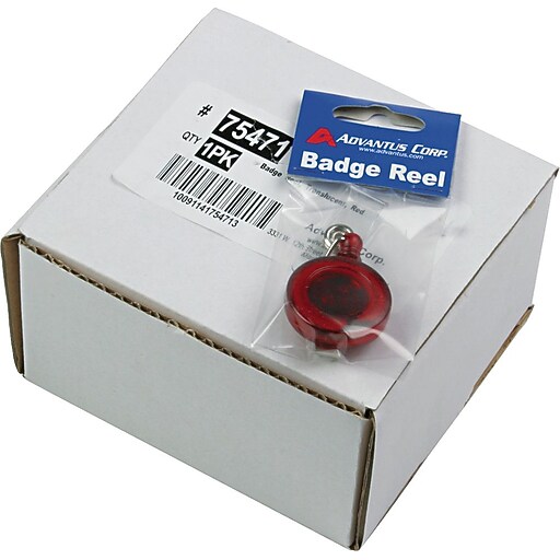 Advantus Retractable ID Card Reels with Belt Clip, 30", Translucent Red