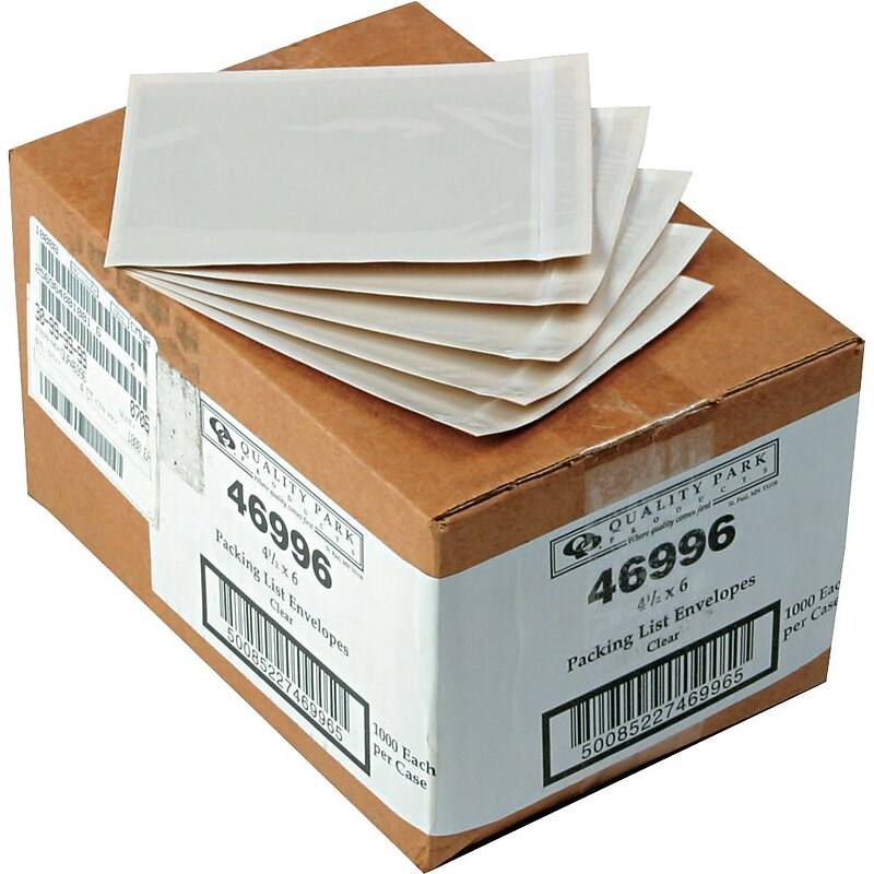 Quality Park Self-Adhesive Packing List Envelope, Clear, 4 1/2"H x 6"W, 1,000/Ct image 1