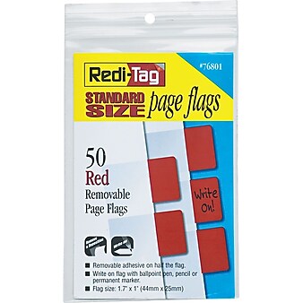 Redi-Tag® Easy-To-Read Self-Stick Index Tabs, Red, 50 Tabs/Pack