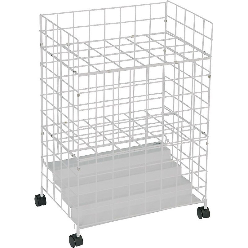 Safco Wire Mobile File Cart with Lockable Wheels, White (3088) image 1